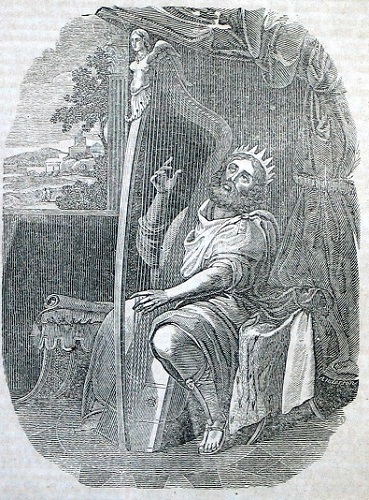 David playing the harp. Click to enlarge. See below for provenance.